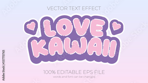 Love Kawaii text effect style, EPS editable text effect