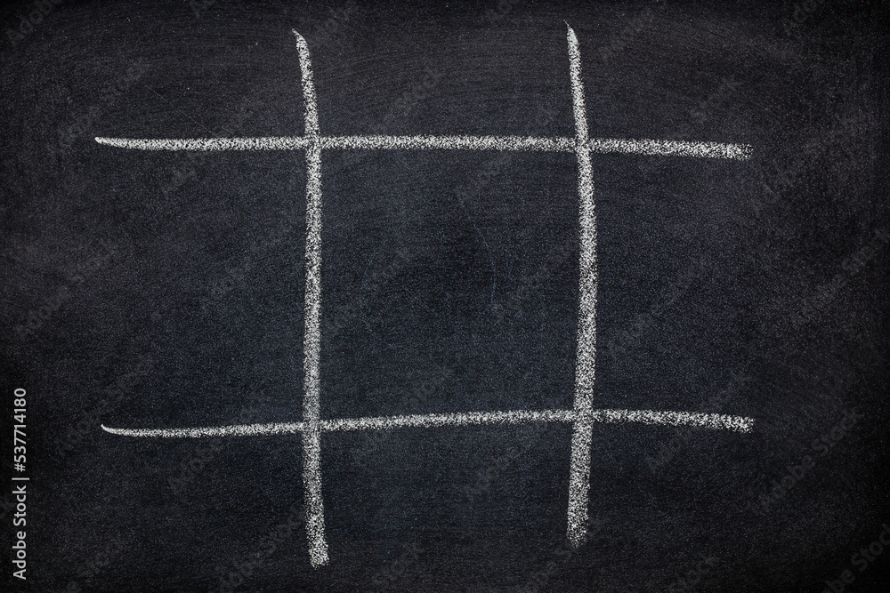 Abstract Tic Tac Toe Game Competition. XO Win Challecge Concept on black board