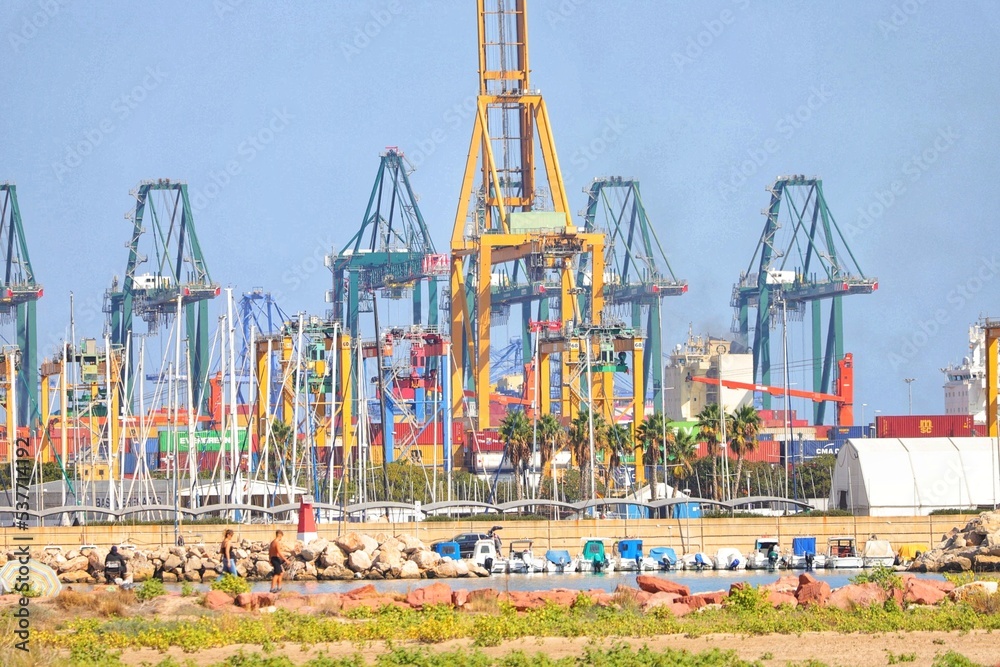 Naklejka premium cranes in port