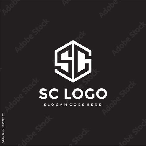 SC Hexagon logo vector image