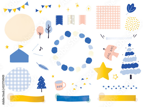 水彩風の冬の見出しセット