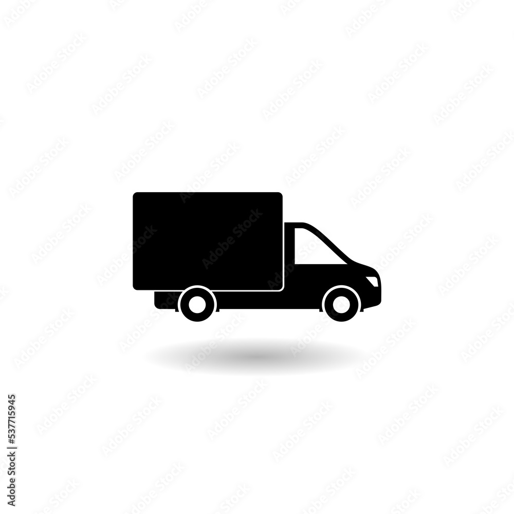 Small truck icon logo with shadow