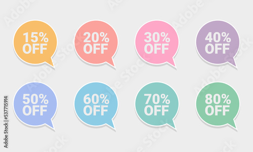 Collection of multi-colored round price tags illustration