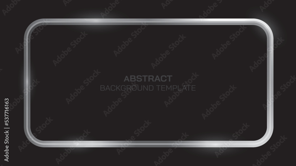 Metal rectangle frame with shining effects template on black background. Metal rectangle frame with shining effects template on black background.