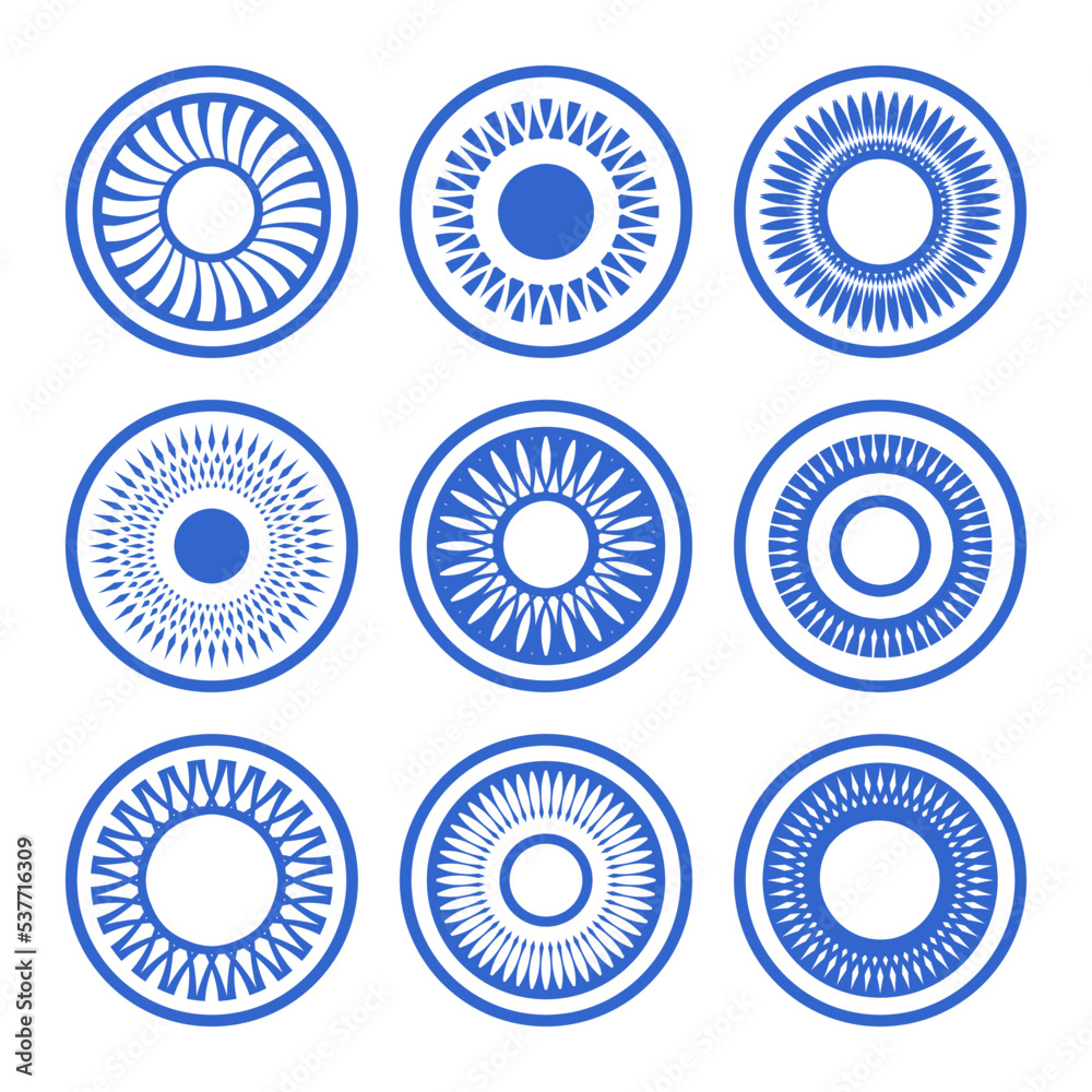 Abstract Circle Icons. Blue Design Elements.