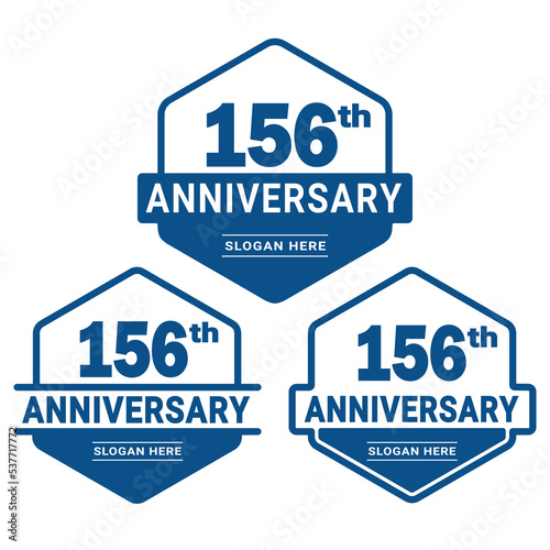 Set of 156 years Anniversary logotype design. 156th birthday celebration logo collection. Set of anniversary design template. Vector illustration. photo