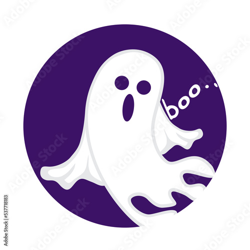 graphic design of a combination of ghosts and purple circles. can be used during Halloween events.