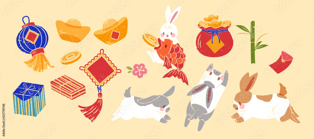 Year of the rabbit element set