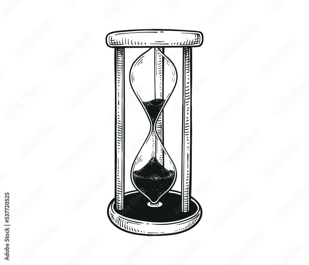 Countdown timer using hourglass hand drawn illustration sand glass ...