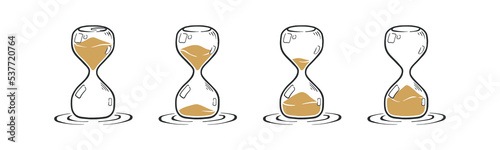Hand drawn of the full countdown duration of hourglass for deadline timer illustration vector