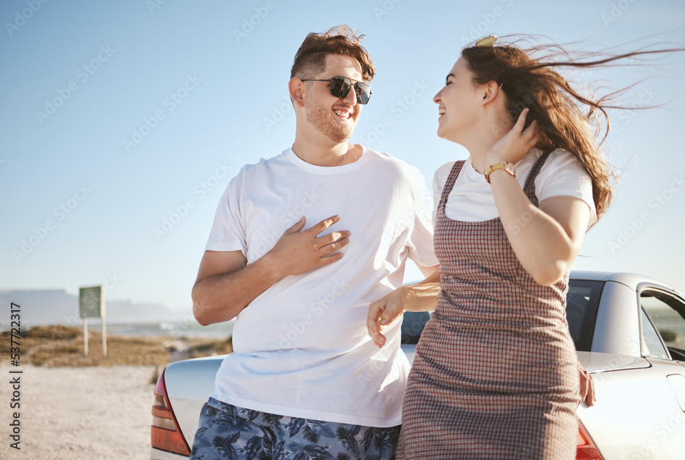 Happy, couple and travel for love on road trip vacation in relationship happiness together for bonding in the outdoors. Man and woman enjoying summer holiday in romance and traveling in South Africa Happy, couple and travel for love on road trip vacation in relationship happiness together for bonding in the outdoors. Man and woman enjoying summer holiday in romance and traveling in South Africa