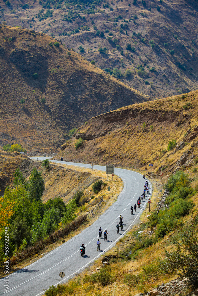 Cycling through the mountains