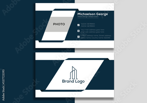 Ash dark navy blue white abstract business card design template corporate company id business branding card