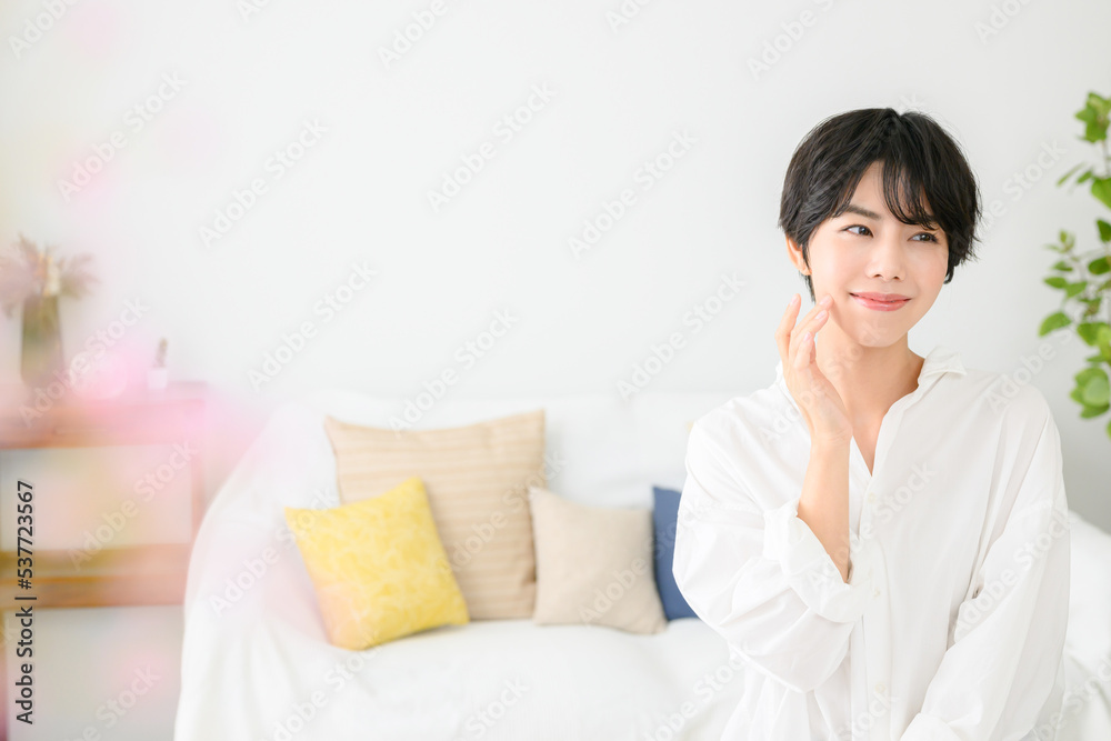 Beautiful woman taking care of her skin Beautiful woman taking care of her skin