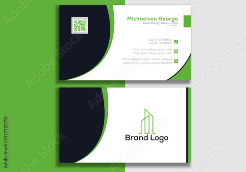 Olive green dark blue white abstract business card design template corporate company id business branding card