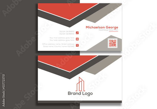 Red brick ash black indigo white abstract business card design template corporate company id business branding card