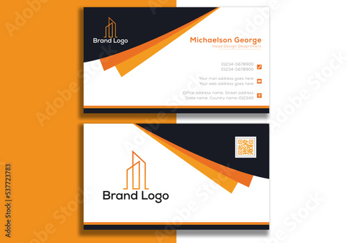 Yellow brick red dark blue white abstract business card design template corporate company id business branding card