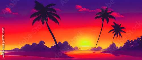 Artistic concept painting of a palm landscape, background illustration © 4K_Heaven