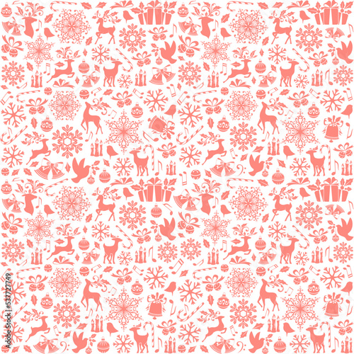 Christmas seamless pattern from holiday elements