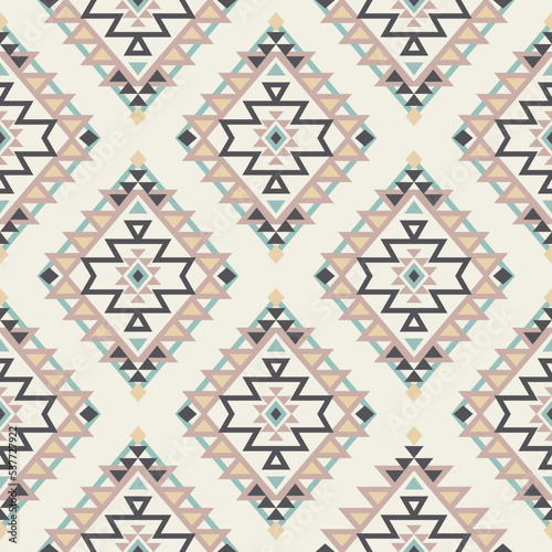 Native Aztec, Navajo seamless pattern. Tribal pastel geometric print. Ethnic colorful design wallpaper, fabric, cover, textile, rug, blanket.