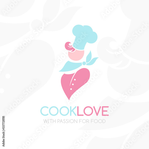 Confectioner logo. Chef silhouette in soft colors.