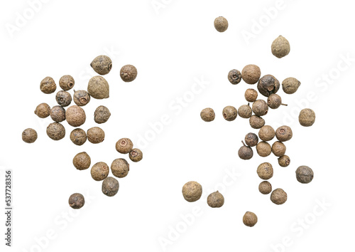 Allspice on a white background. The view from top. photo