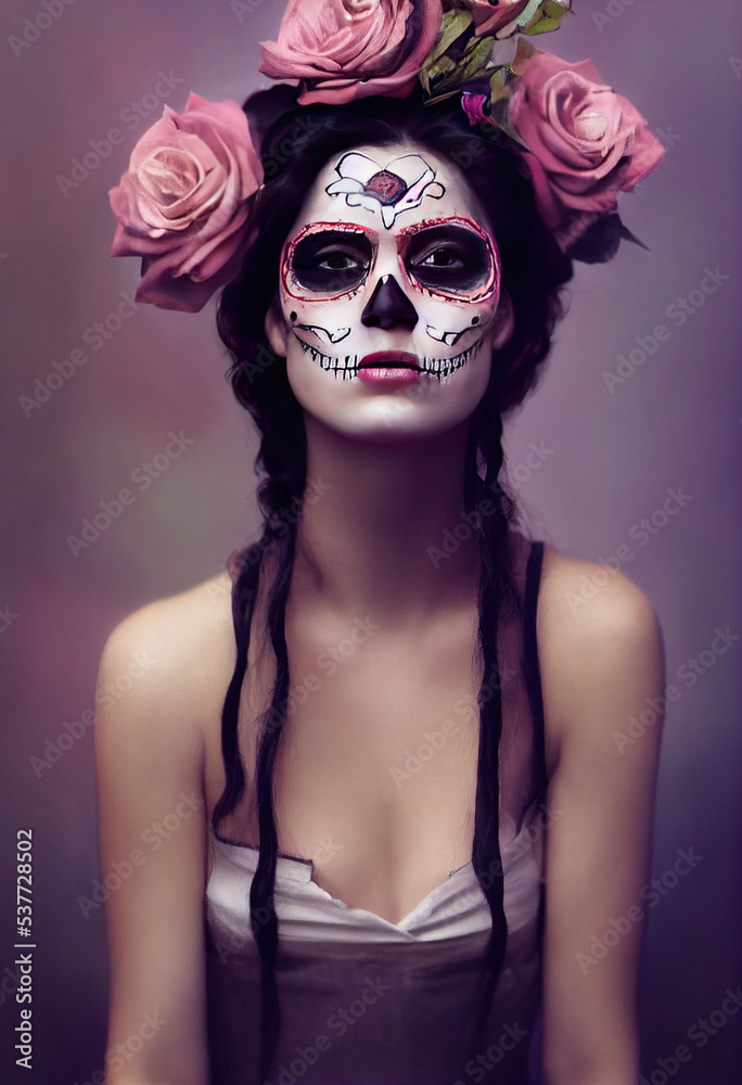 Day of the Dead woman, Dia de los Muertos, Artificial Intelligence Art