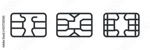 Chip card line icon set. Global security phone card. Vector illustration