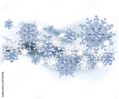 Winter background with diamonds snowflakes, vector illustration