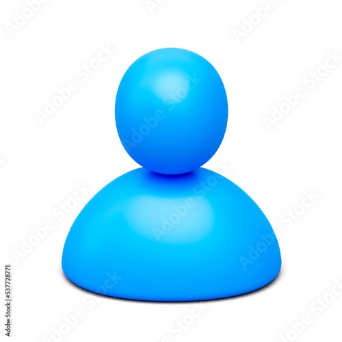 Blue user 3d icon person profile concept isolated on white background with social member contact character symbol or simple human avatar minimal face and identity customer support illustration shape.