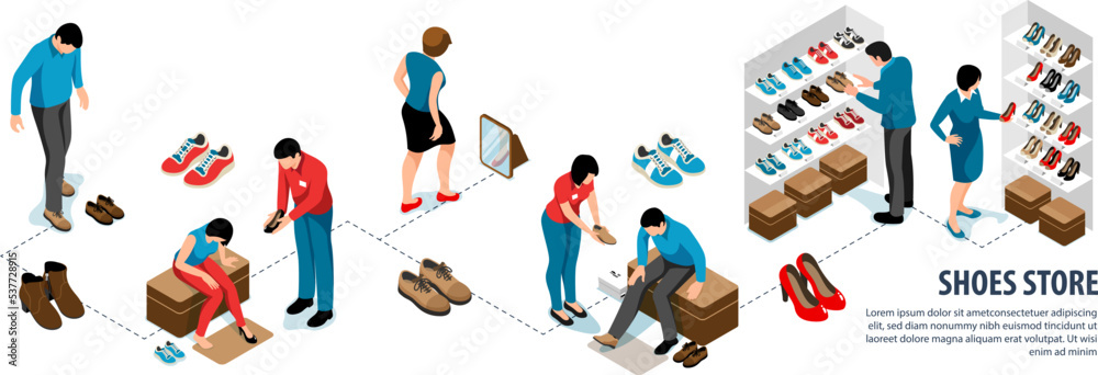 Isometric Shoes Store Infographics Isometric Shoes Store Infographics