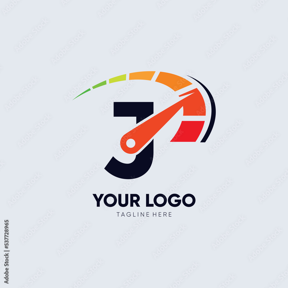 Letter J Speedometer Logo Design Vector Icon Graphic Emblem Illustrator Letter J Speedometer Logo Design Vector Icon Graphic Emblem Illustrator