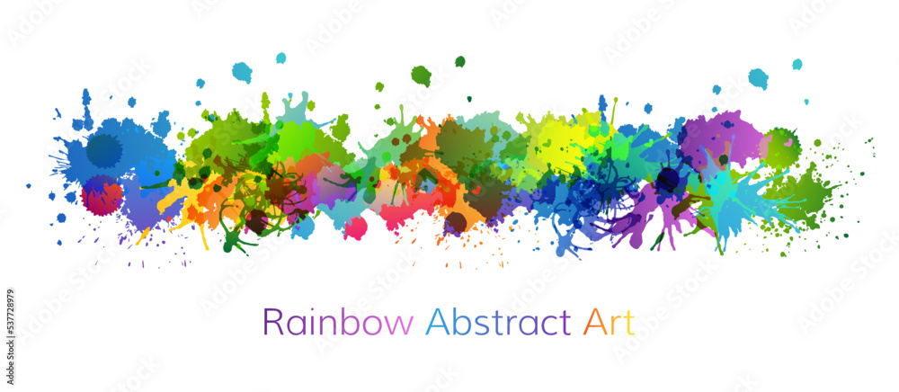 Rainbow abstract creative banner from paint splashes.