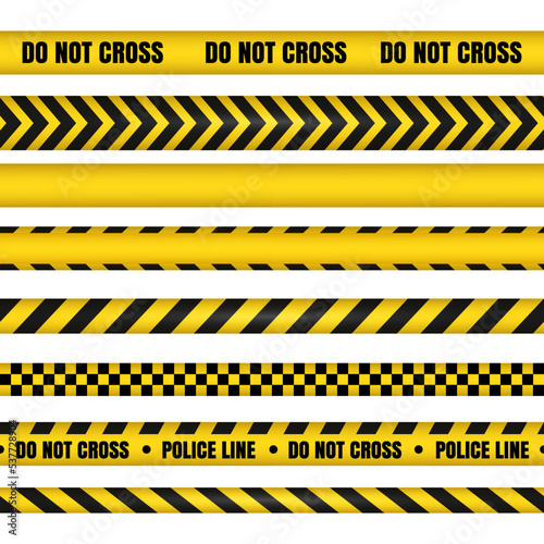 Police line and do not cross ribbons. Danger tapes. © KsanaGraphica