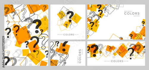 Banners collection with question texture. Vector businnes conceptual backgrounds.