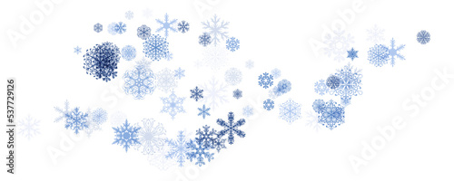 Winter decoration element from flying snowflakes.