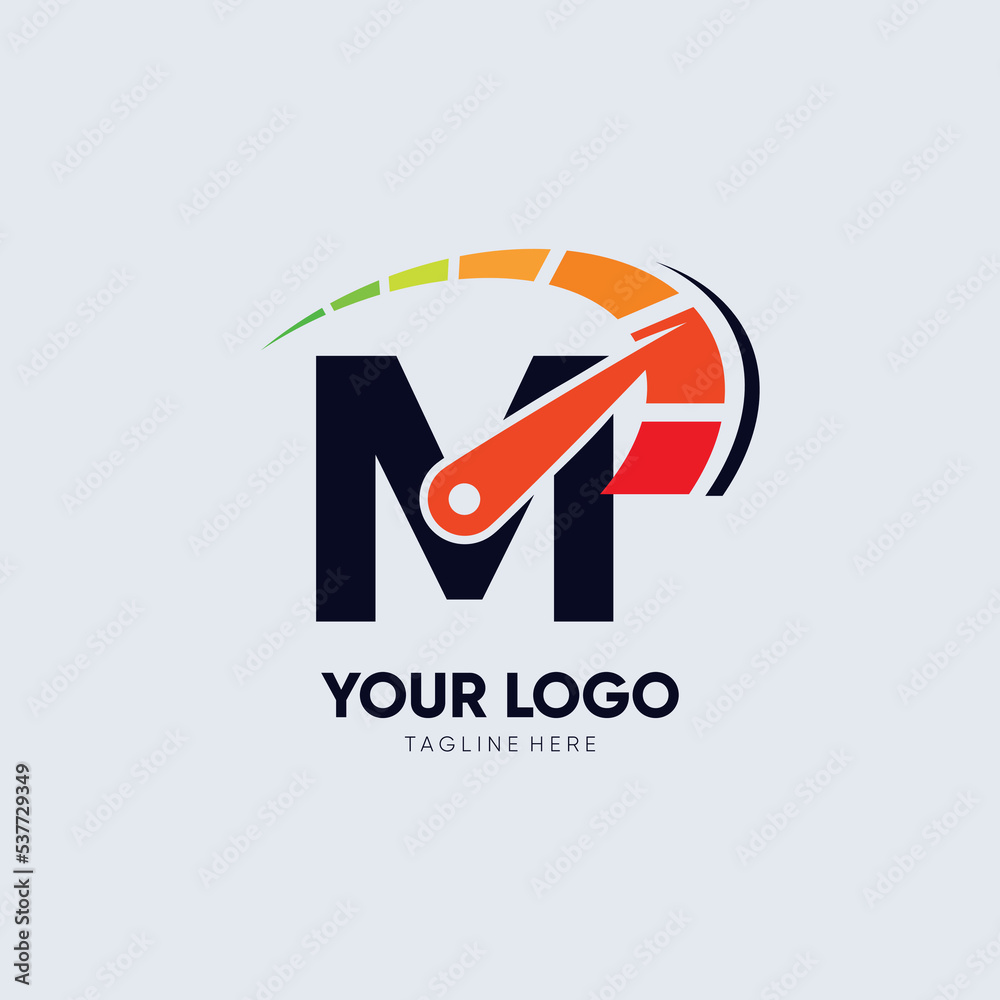 Letter M Speedometer Logo Design Vector Icon Graphic Emblem Illustrator Letter M Speedometer Logo Design Vector Icon Graphic Emblem Illustrator