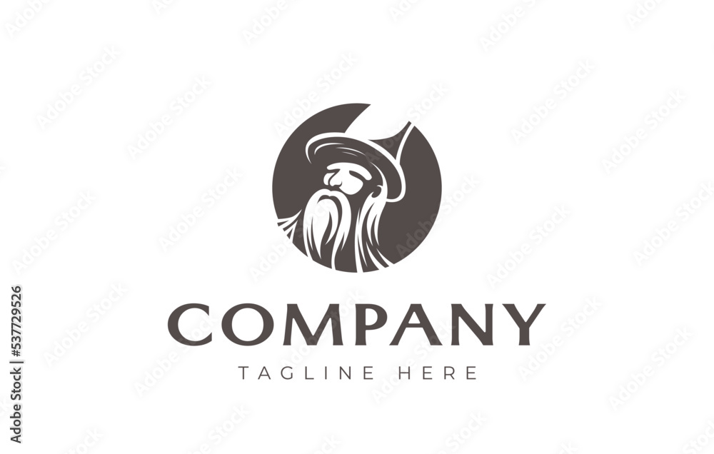 Fototapeta premium Old Man Witch Logo Design