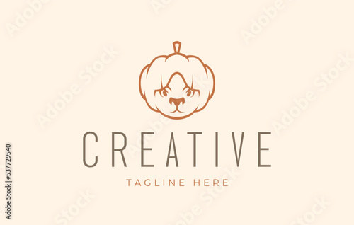 Pumpkin Face Logo Design Template