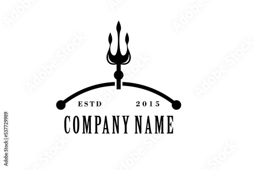 Vintage Classic Trident Harpoon Spear of Poseidon Neptune God Triton King logo design