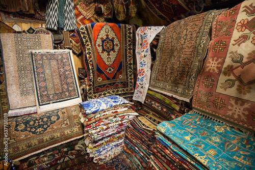 Turkish Carpet in souvenir shop at Cappadocia, It's very popular gift or handmade decorate art home decor for traveller