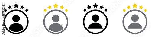 Profile with stars icon. Rating star icon. Feedback icon, vector illustration