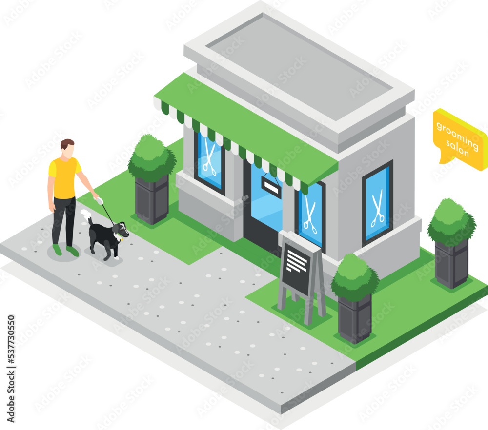 Grooming House Isometric Composition Grooming House Isometric Composition