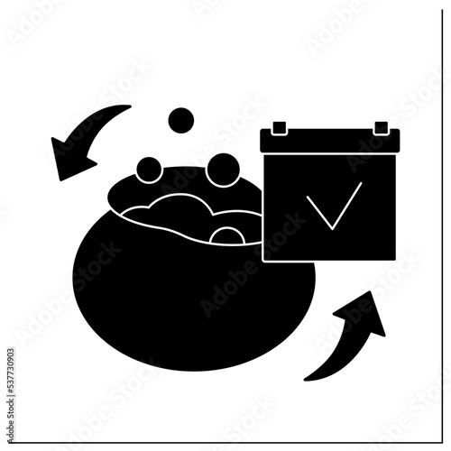 Petty cash glyph icon. Accessible store of money kept by an organization for expenditure on small items.Money concept.Filled flat sign. Isolated silhouette vector illustration