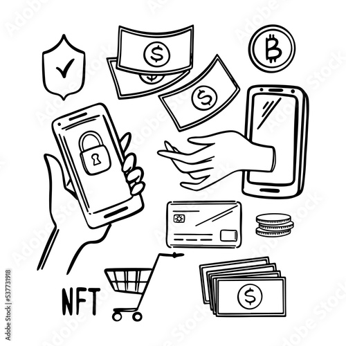 ECOMMERCE Digital Art Sale Online Marketplace With Non-fungible Token Currency Blockchain Unique Art Network Technology For Virtual Trade Crypto Store Internet