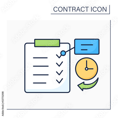 Express term color icon. Clear statement in legal agreement of particular right or duty. Limited time. Contract concept. Isolated vector illustration © Antstudio
