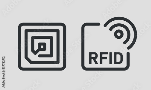  RFID line icon set. Radio-frequency identification signs. Vector illustration