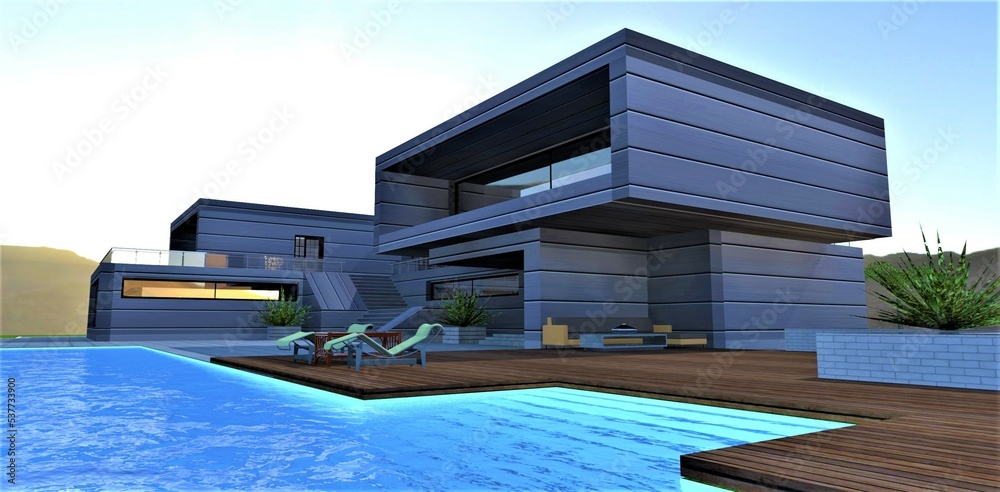 Luxurious Futuristic Resort The Illumination Of The Steps Of The Photo Inspiration