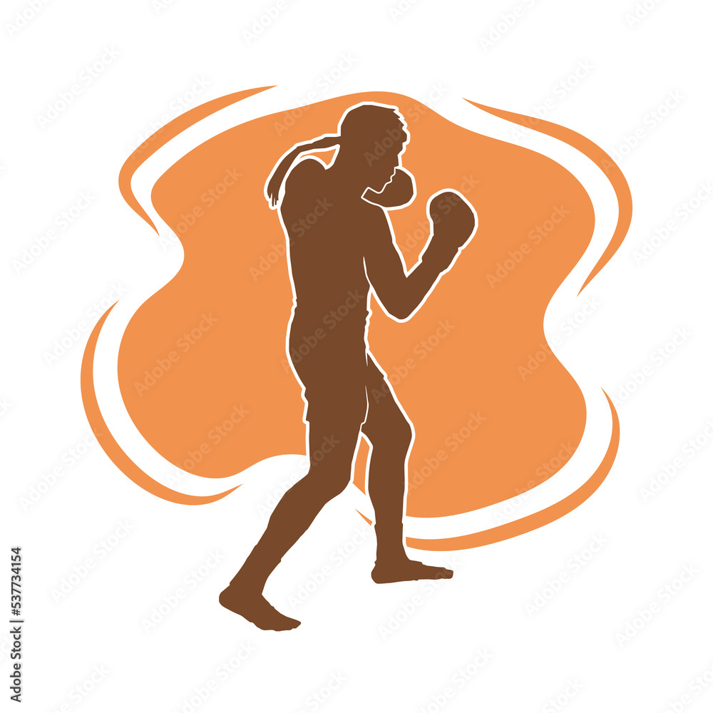 Male muay Thai athlete vector silhouette Male muay Thai athlete vector silhouette