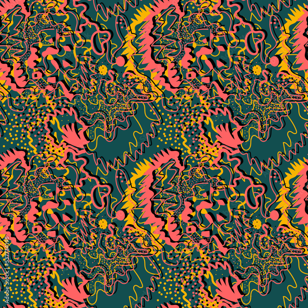 Seamless abstract hand drawn pattern in boho style